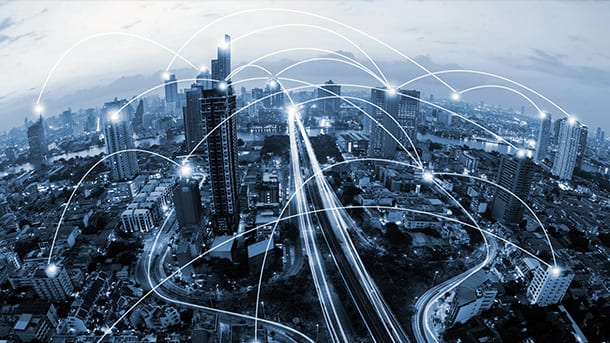 Connected city network representing wireless networking